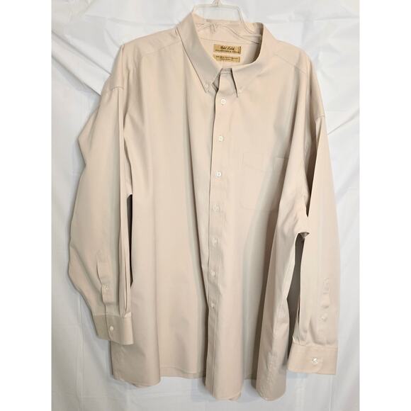 Roundtree & Yorke Gold Label Button Up Shirt Men's 20/35 Big, Long Sleeve Beige - Picture 1 of 6